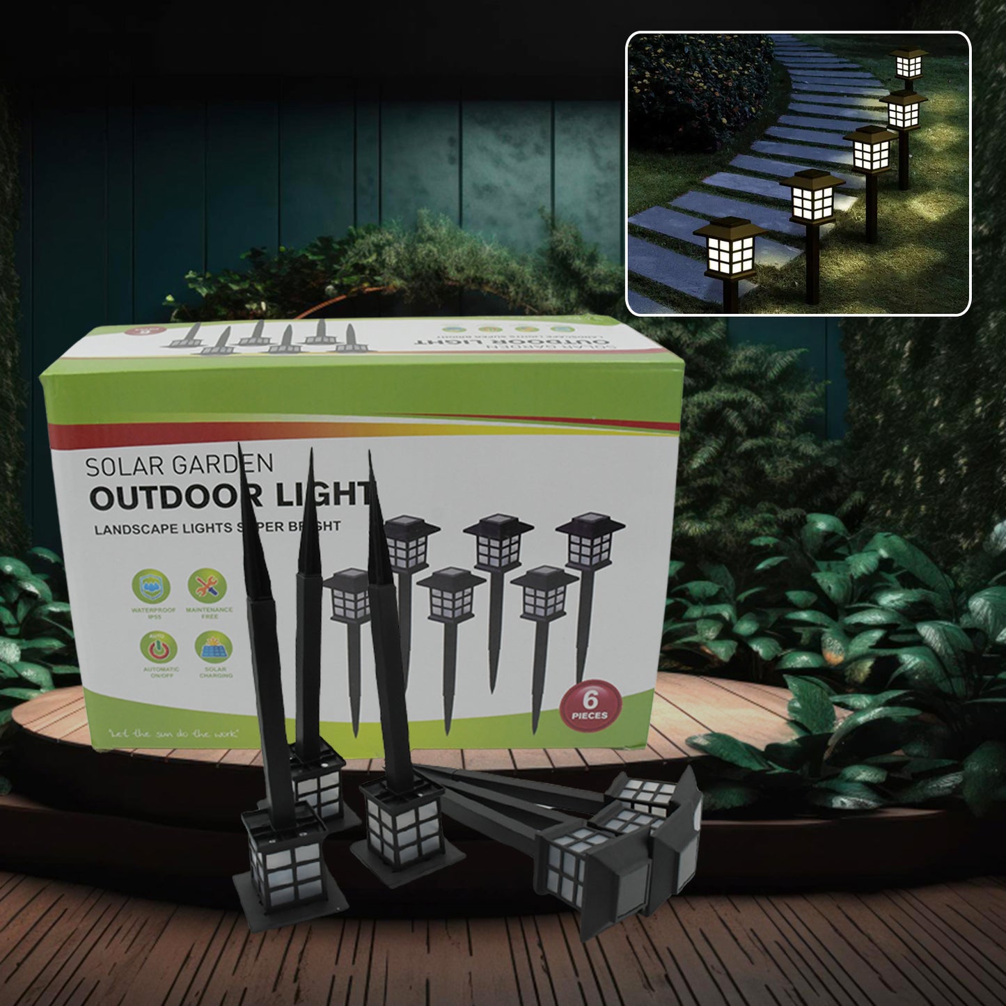 Big Solar Outdoor Lights 6 Pack Waterproof Solar Pathway Lights 10 Hrs Long-lasting Led Landscape Lighting Solar Garden Lights Solar Lights For Walkway Path Driveway Patio Yard Lawn (6 Pc Set)