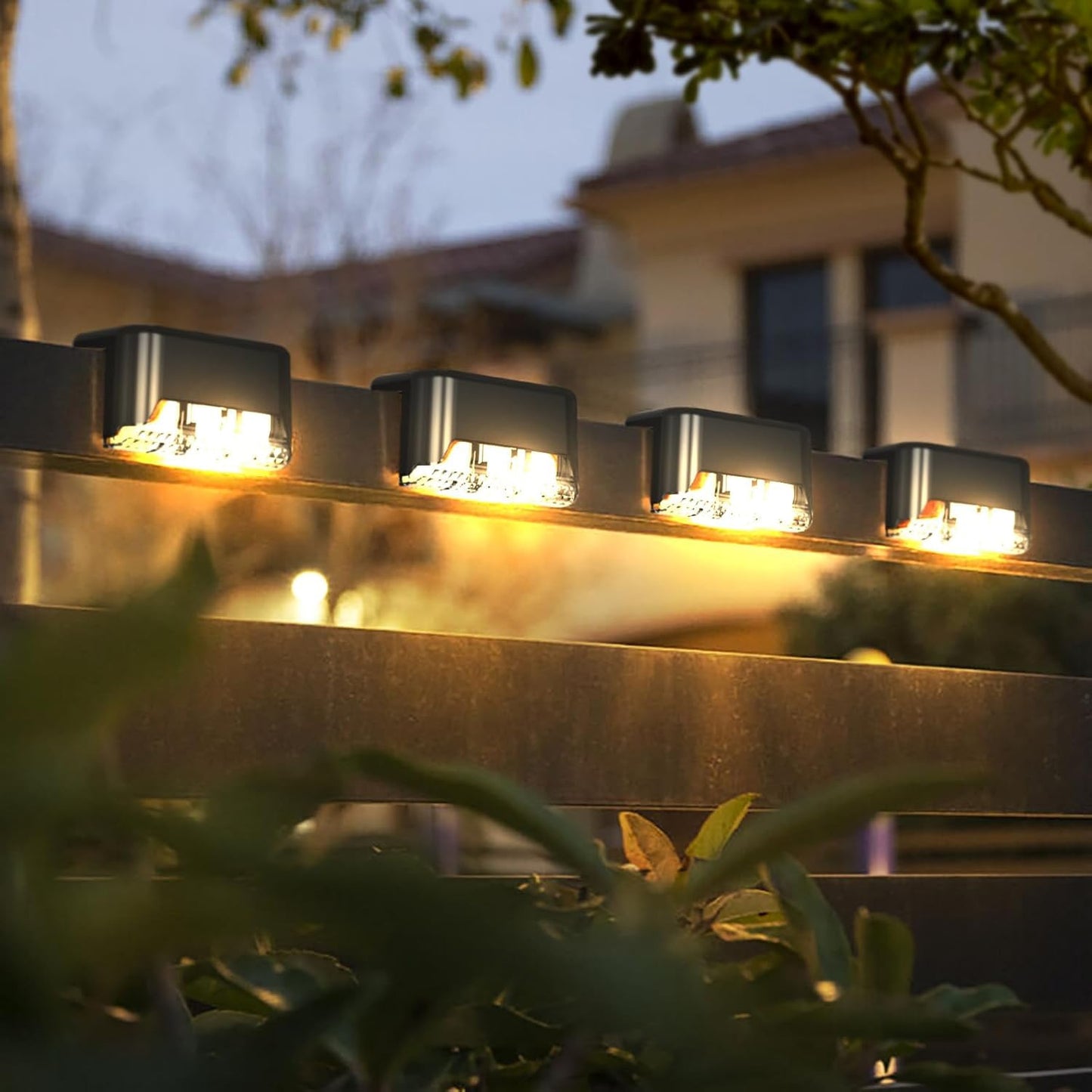 Solar Decorative Lights Waterproof Durable Garden Atmosphere Lights Stair Lights Railing Lights Step Steps Lights For Outdoor Patio Courtyard Stair Step Fence Patio Stairsyard Garden Pathway ( 4 Pc Set)