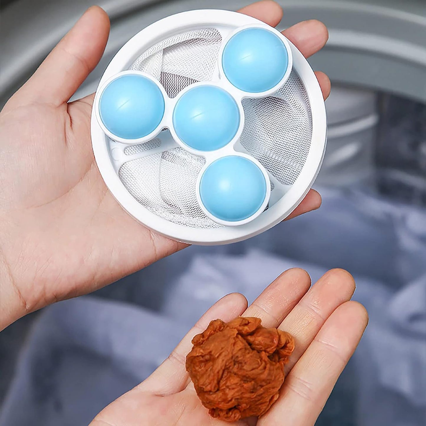 Laundry Ball Floating Pet Fur Lint Hair Catcher Household Reusable Washing Machine Floating Lint Mesh Bag Hair Filter Net Pouch Washing Lint Hair Remover Net Mesh Bag Dryer (1 Pc)