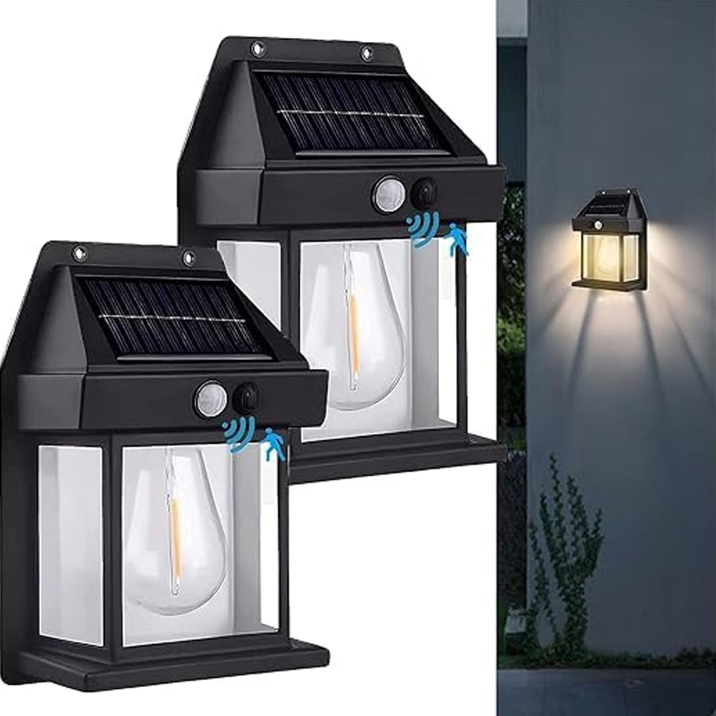 Solar Wall Lights Lamp Outdoor Wireless Dusk To Dawn Porch Lights Fixture Solar Wall Lantern With 3 Modes Motion Sensor Waterproof Exterior Lighting With Clear Panel (1 Pc )