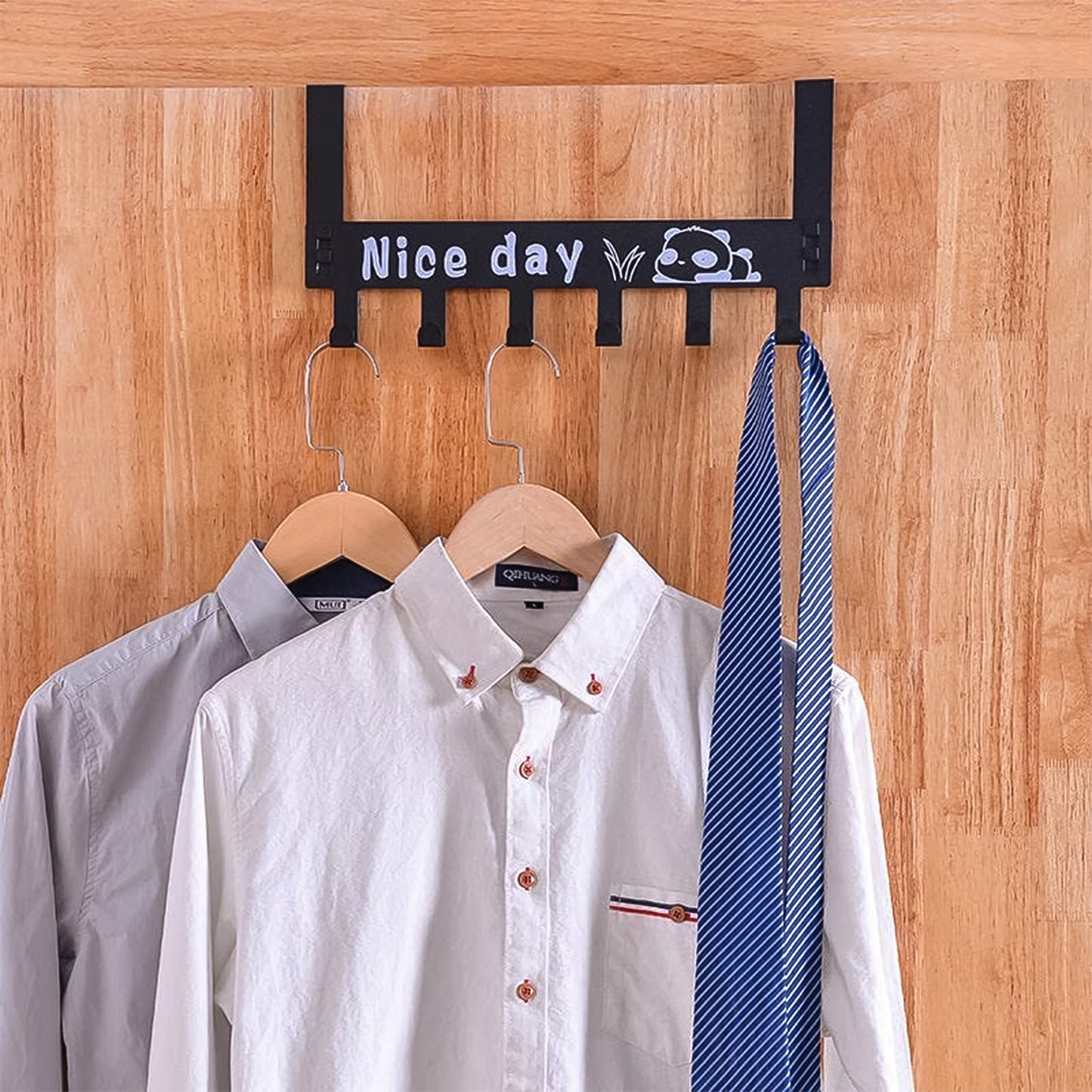 Heavy-duty Carbon Steel Door Hook Hanger Rack (1 Pc 6 Hook Black)