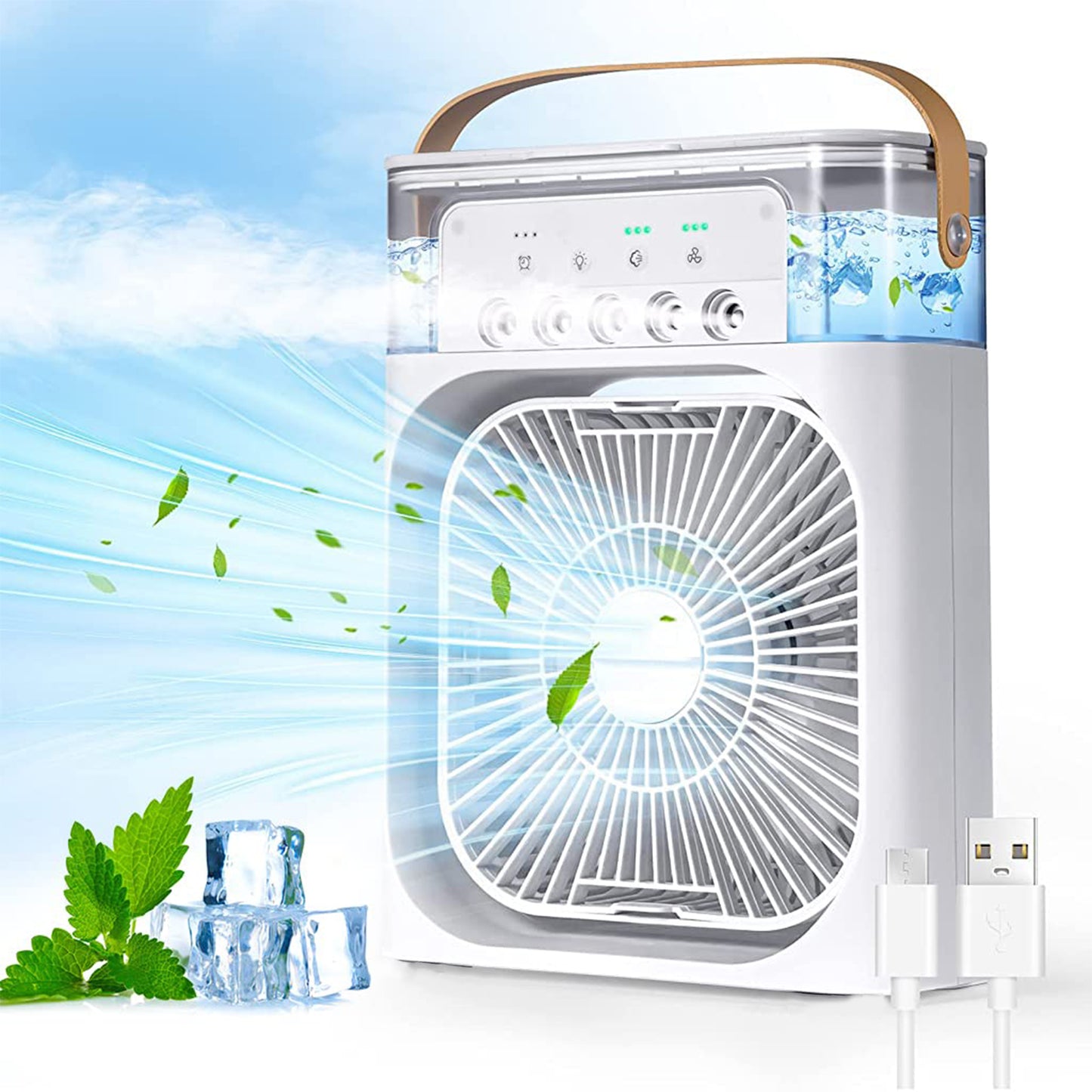 Portable Air Conditioner Fan 7 Color Changing Light (Big 1 Pc)