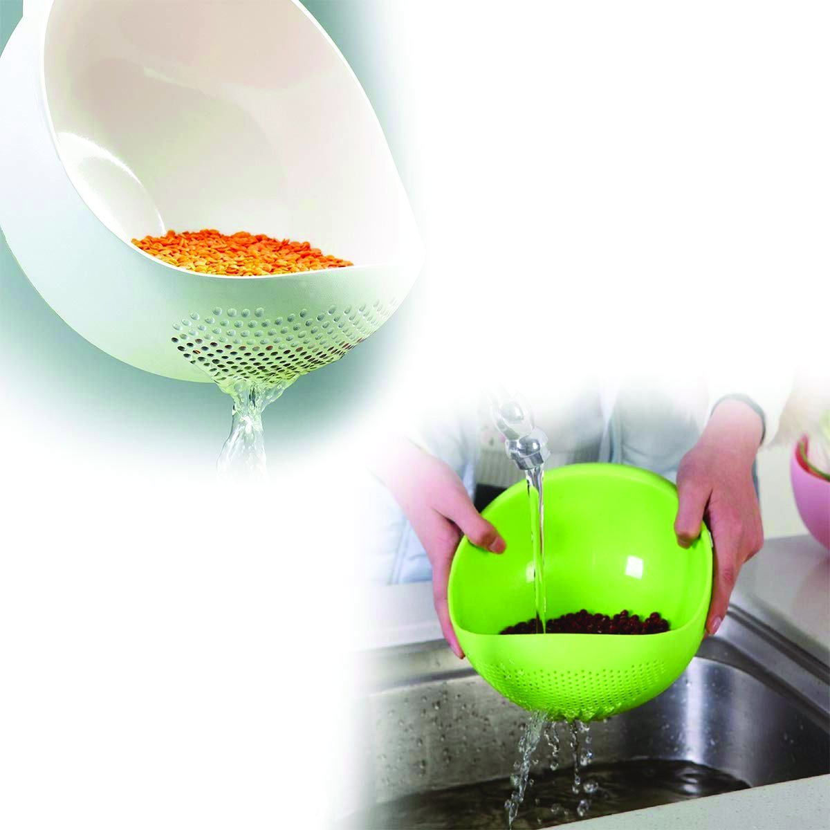 Kitchen Plastic Big Rice Bowl Strainer Perfect Size For Storing And Straining