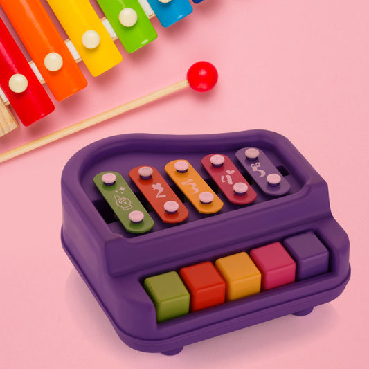 Baby Piano Xylophone Toy For Toddlers 5 Multicolored Key Keyboard Xylophone Piano Preschool Educational Musical Learning Instruments Toy For Baby Kids Girls Boys 3+ Years(1 Pc)