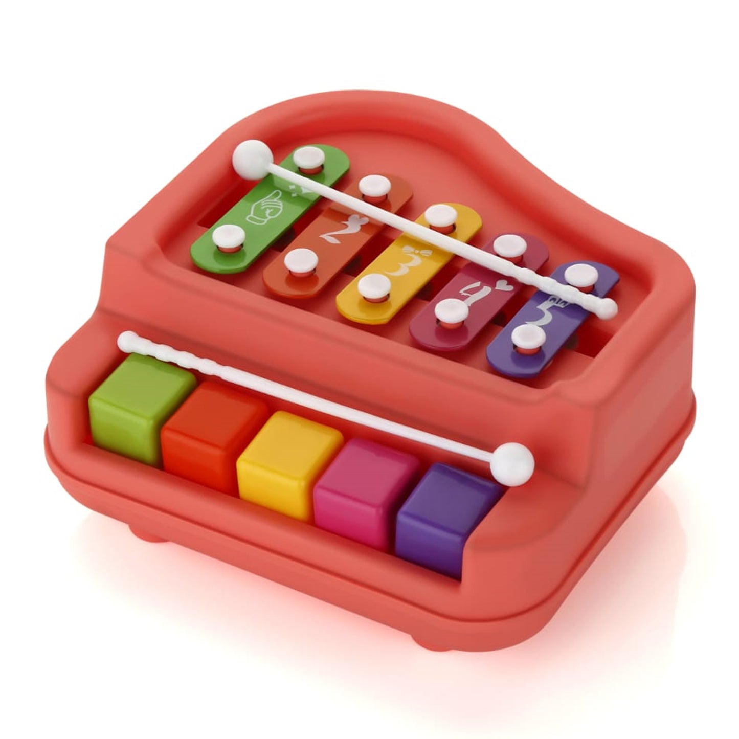 Baby Piano Xylophone Toy For Toddlers 5 Multicolored Key Keyboard Xylophone Piano Preschool Educational Musical Learning Instruments Toy For Baby Kids Girls Boys 3+ Years(1 Pc)