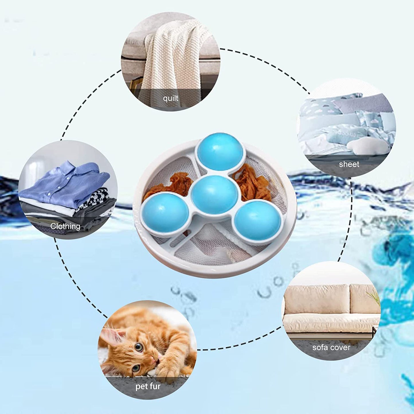 Laundry Ball Floating Pet Fur Lint Hair Catcher Household Reusable Washing Machine Floating Lint Mesh Bag Hair Filter Net Pouch Washing Lint Hair Remover Net Mesh Bag Dryer (1 Pc)