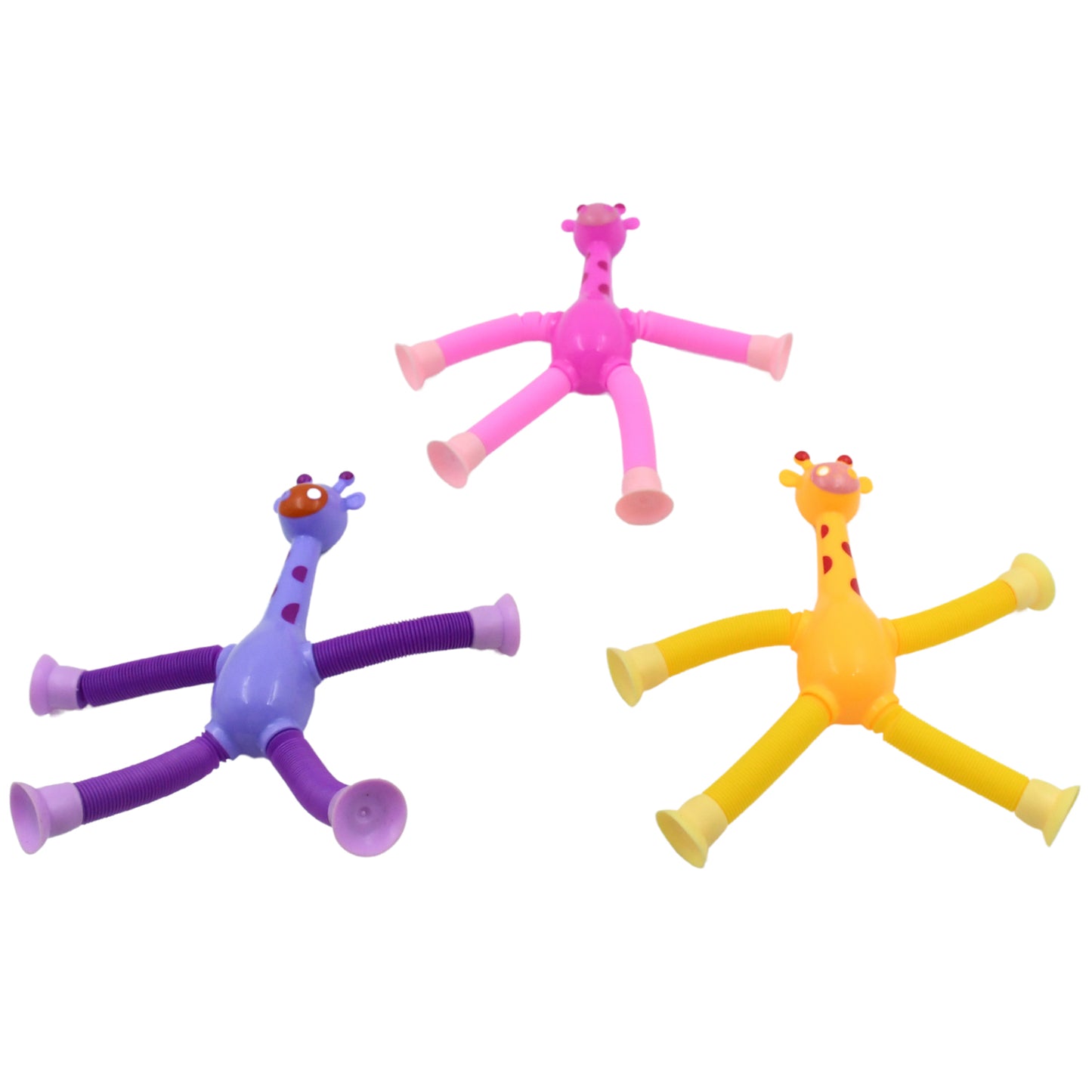 Led Telescopic Suction Cup Giraffe Toy Pop Tubes Fidget Toys Shape Changing Telescopic Sensory Tubes Fidget Tubes Sensory Toys Suction Toy Funny Gift (3 Pcs Set)